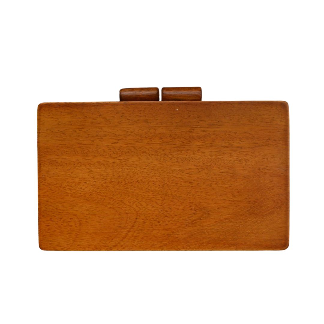 Wooden Box Clutch with Embroidered Pearl Beads