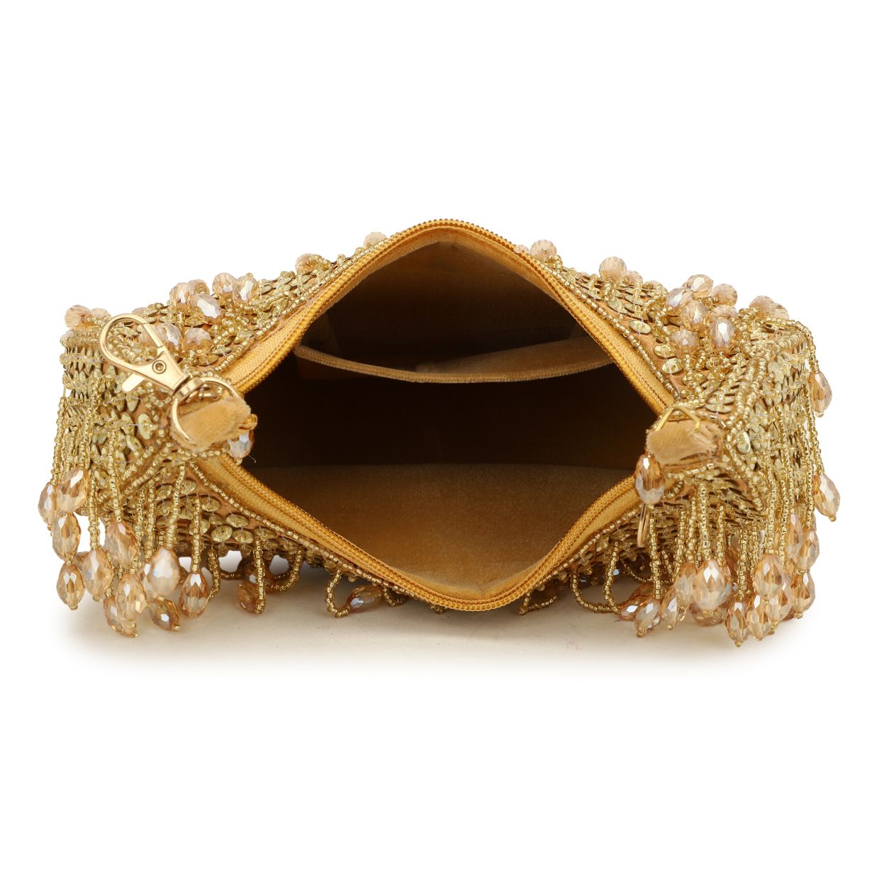 Designer Luxury Golden Drop Bead Embroidery Handbag