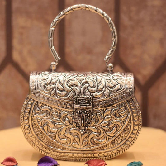 Vintage Silver Matka Brass Clutch